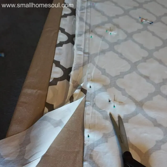 Cutting the panels for diy french door curtains.