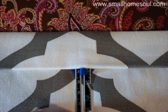 Using hem gauge for rod pocket of curtains panels.