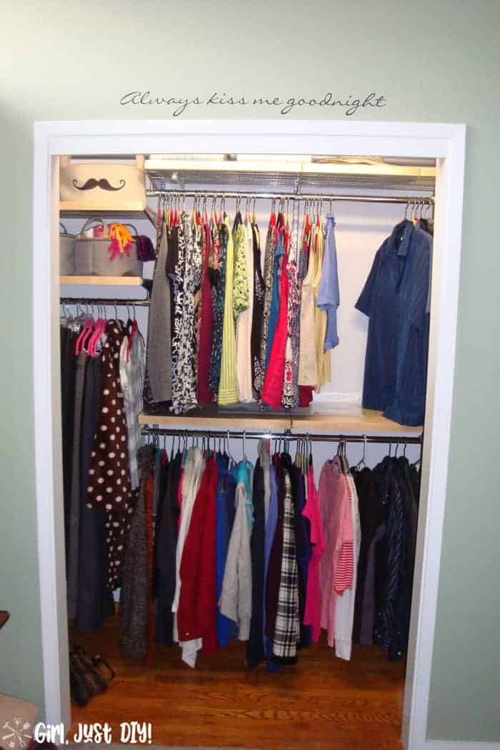 Filled with clothes and shoes after closet makeover.