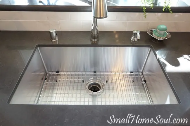 Huge and deep stainless steel kitchen sink.