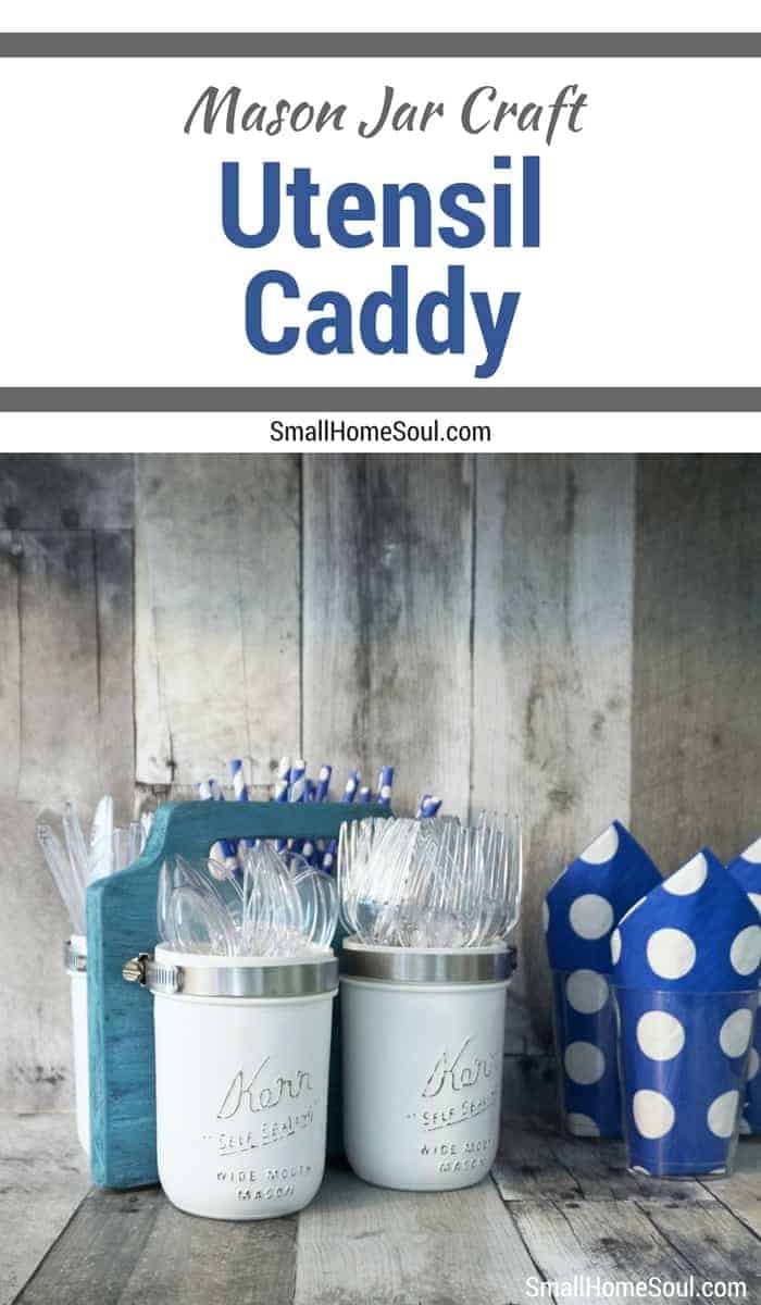 Pin this mason jar utensil caddy tutorial so you can make your own.