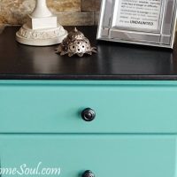 Quickly transform a tired old nightstand into something beautiful with metallic cream and a some fun paint. www.smallhomesoul.com