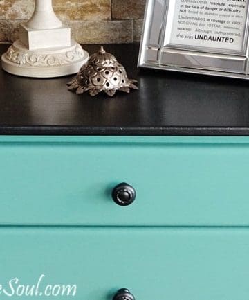 Quickly transform a tired old nightstand into something beautiful with metallic cream and a some fun paint. www.smallhomesoul.com