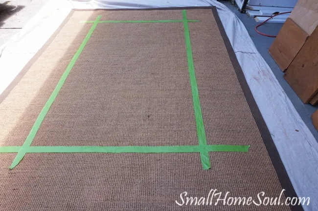 Painted Seagrass Rug with taped border.