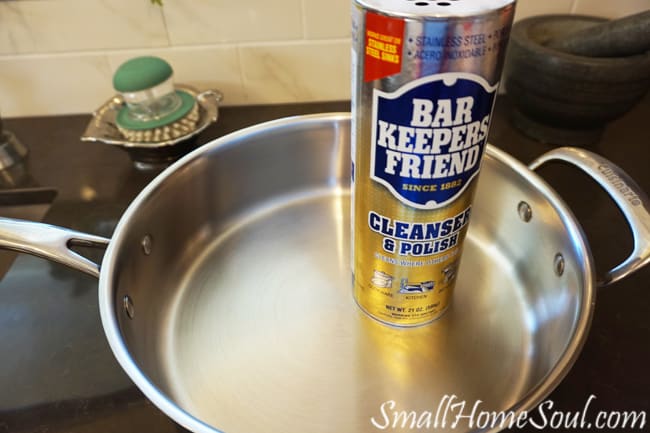 Every kitchen needs bar keepers friend! I will easily tackle cooked-on foods and other hard to clean messes in your kitchen and save on cleanup time. And, it’s the most natural product on the market, win win! ….www.smallhomesoul.com