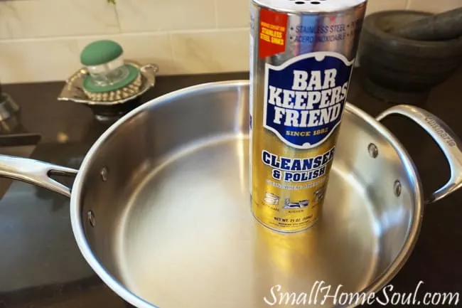 Every kitchen needs bar keepers friend! I will easily tackle cooked-on foods and other hard to clean messes in your kitchen and save on cleanup time. And, it’s the most natural product on the market, win win! ….www.smallhomesoul.com