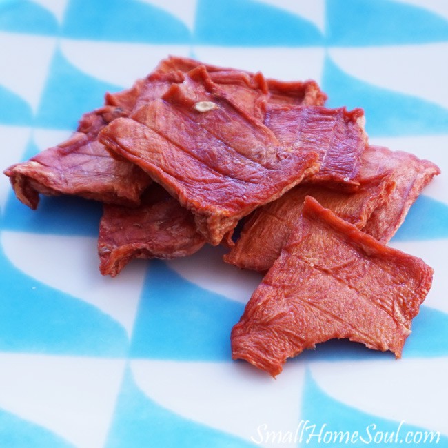 Watermelon candy on a blue and white plate