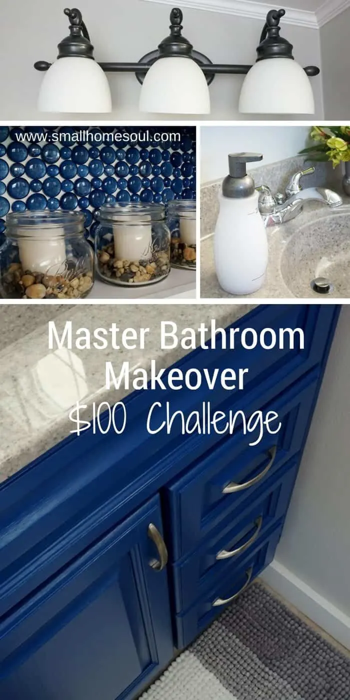 Master Bathroom Makeover on $100 Challenge Pinterest Collage