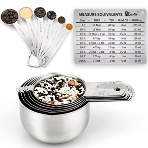 Metal measuring spoons and cup set.