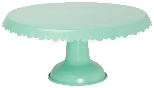 Green tin cake stand.