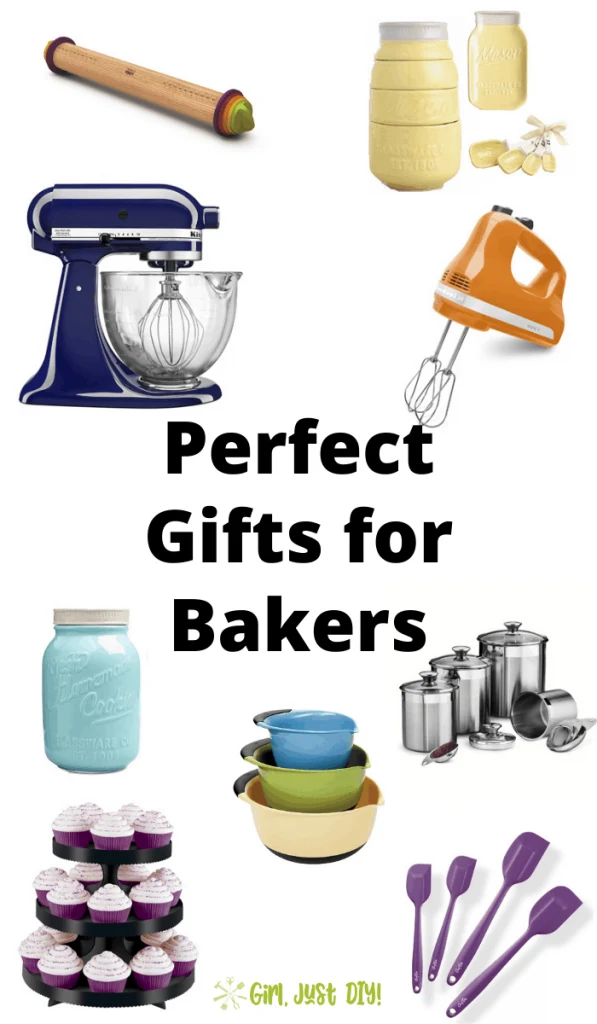 Colorful Collage of kitchen items in Baker's Gift Guide.