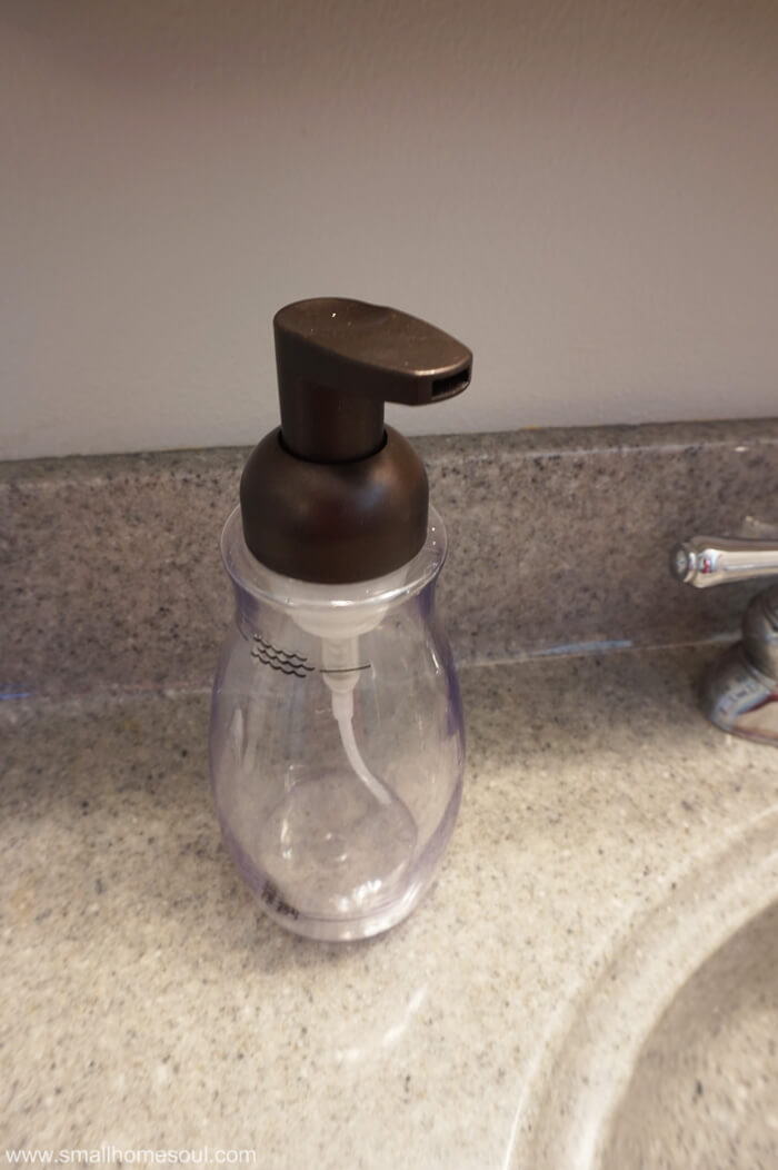 Original brown soap dispenser.