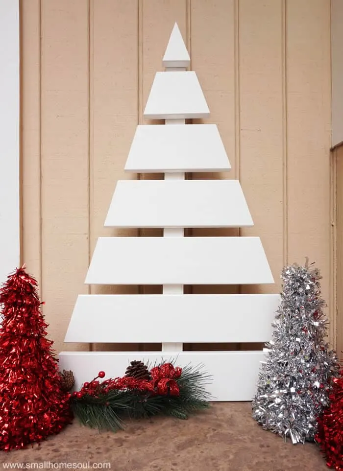 Wooden Christmas Tree on porch