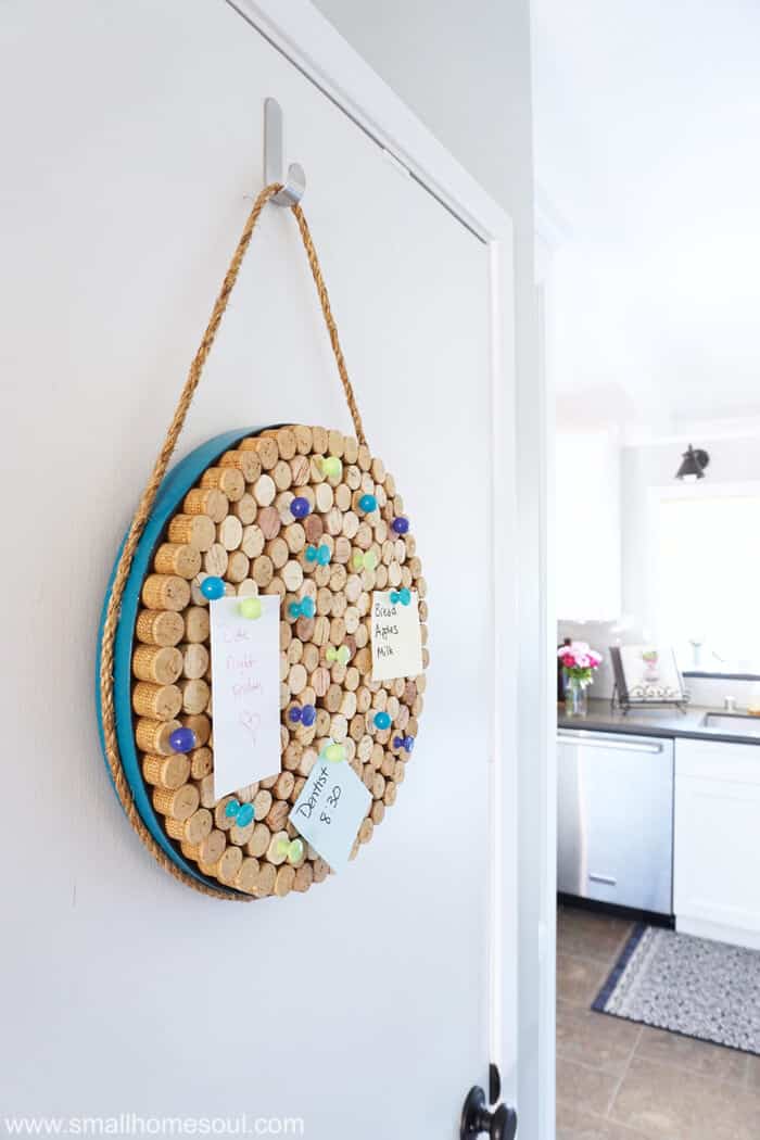 Stay organized using a DIY wine cork board.