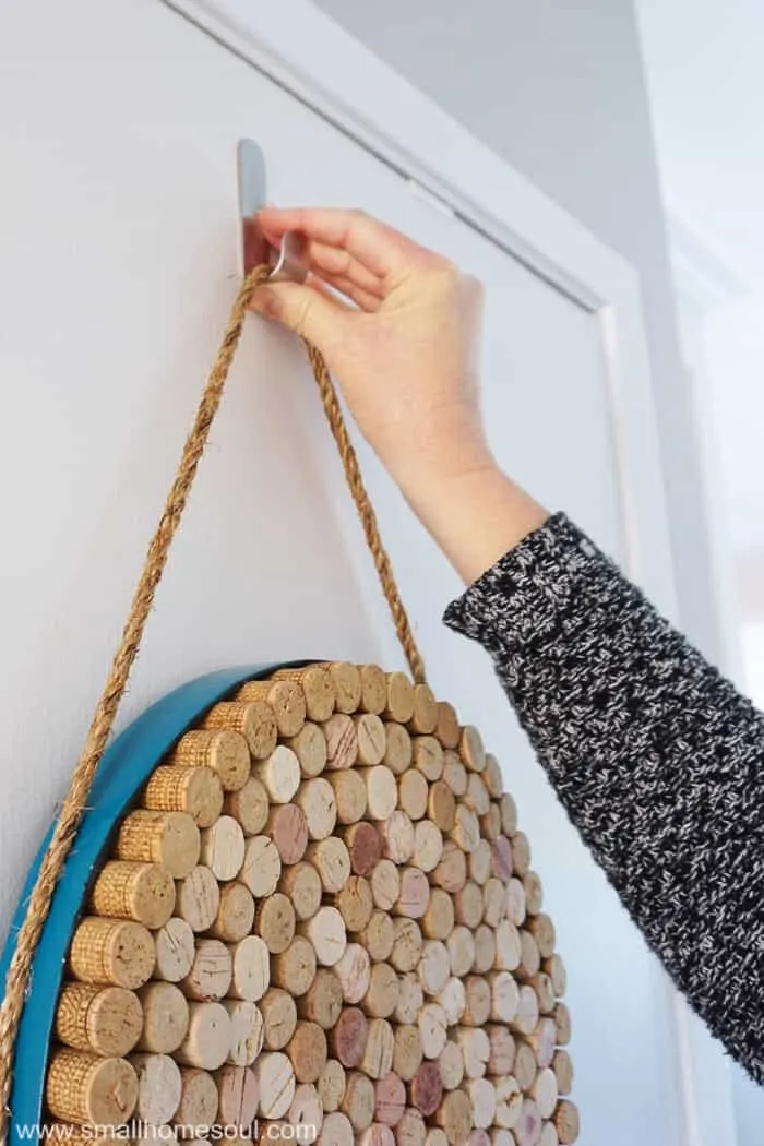 Hang DIY wine cork board with a Command Hook.