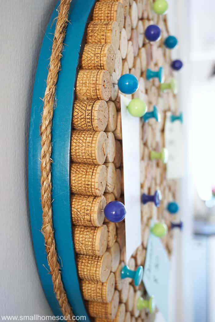 The intricate edge detail on the wine cork board adds interest.