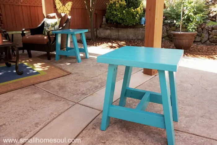 2x4 Outdoor Table is sturdy enough to double as extra seating.