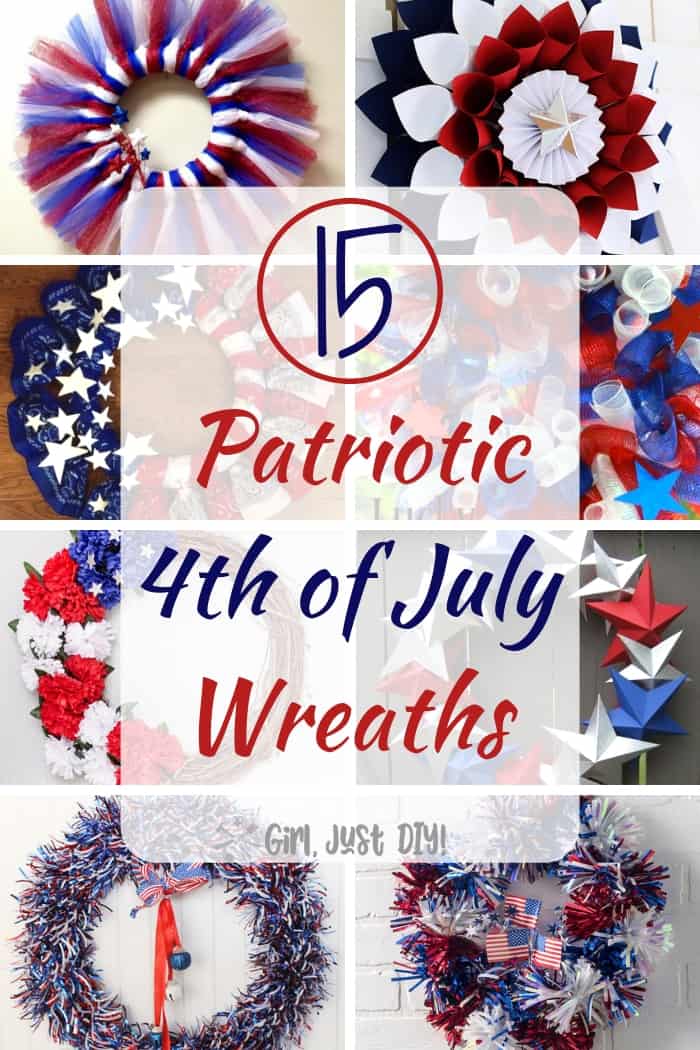 Collage of easy patriotic wreaths with eight pictures