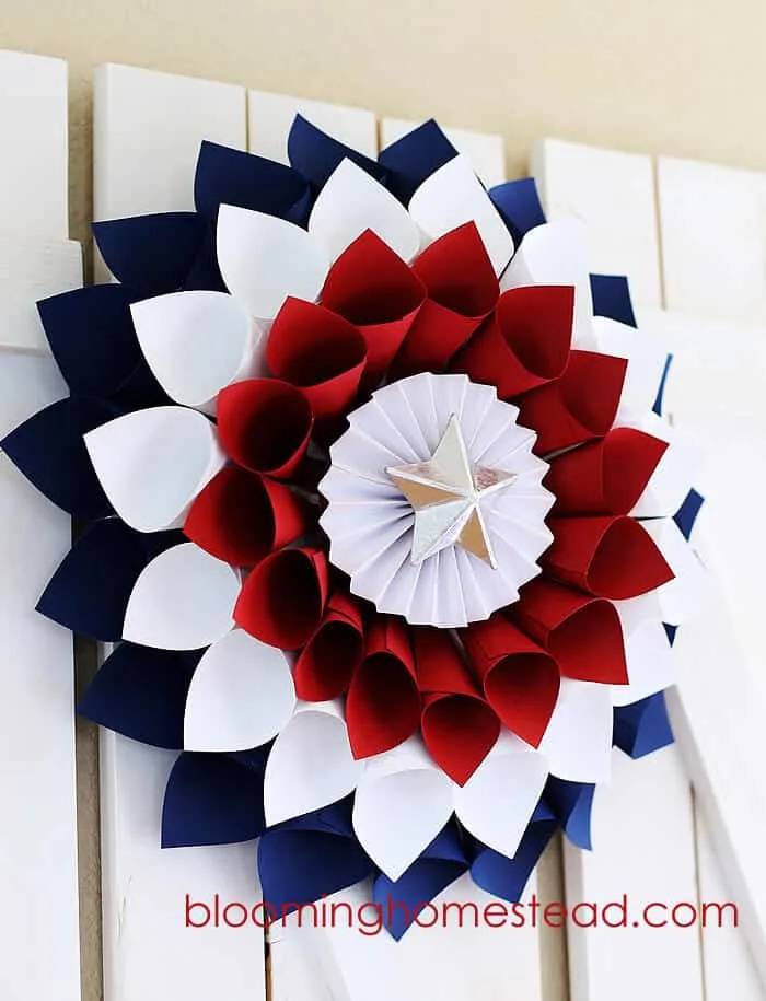 Blooming Homestead's Easy Patriotic Wreaths from Paper.