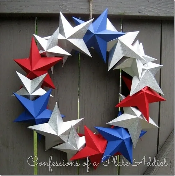 Easy Patriotic Wreaths by CONFESSIONS OF A PLATE ADDICT 3-D Paper Star Wreath