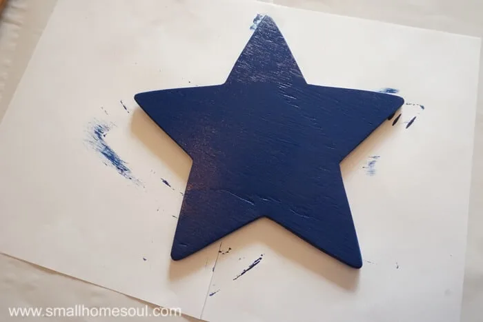 Deep blue paint on the star for the July 4th Star tray