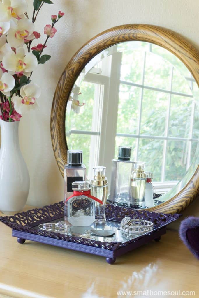 New jewelry tray on the dresser by the window.