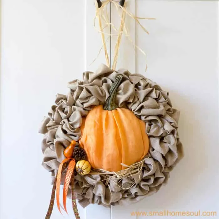 Finished seasonal wreath after Fall decor updates.