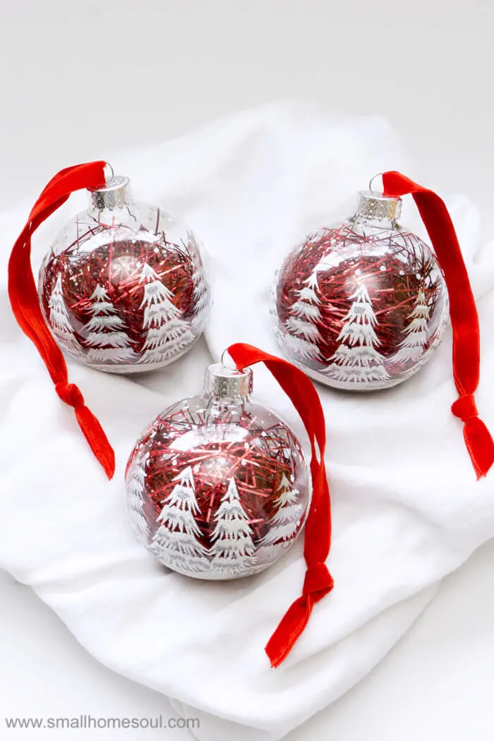 Trio of easy ornament updates ready for gifts.