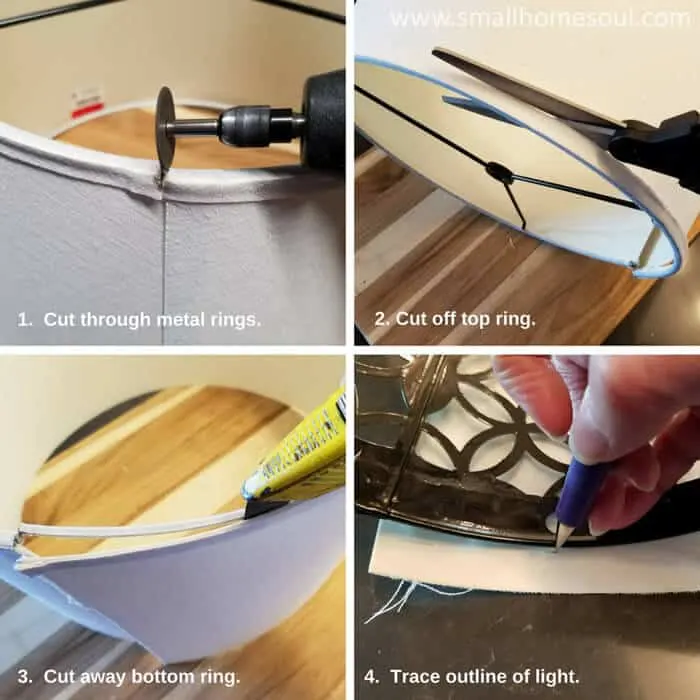 Four steps to make a shade liner for the boob light replacement.