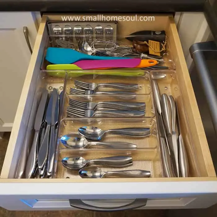 Easy kitchen drawer organization with pre-made bins.