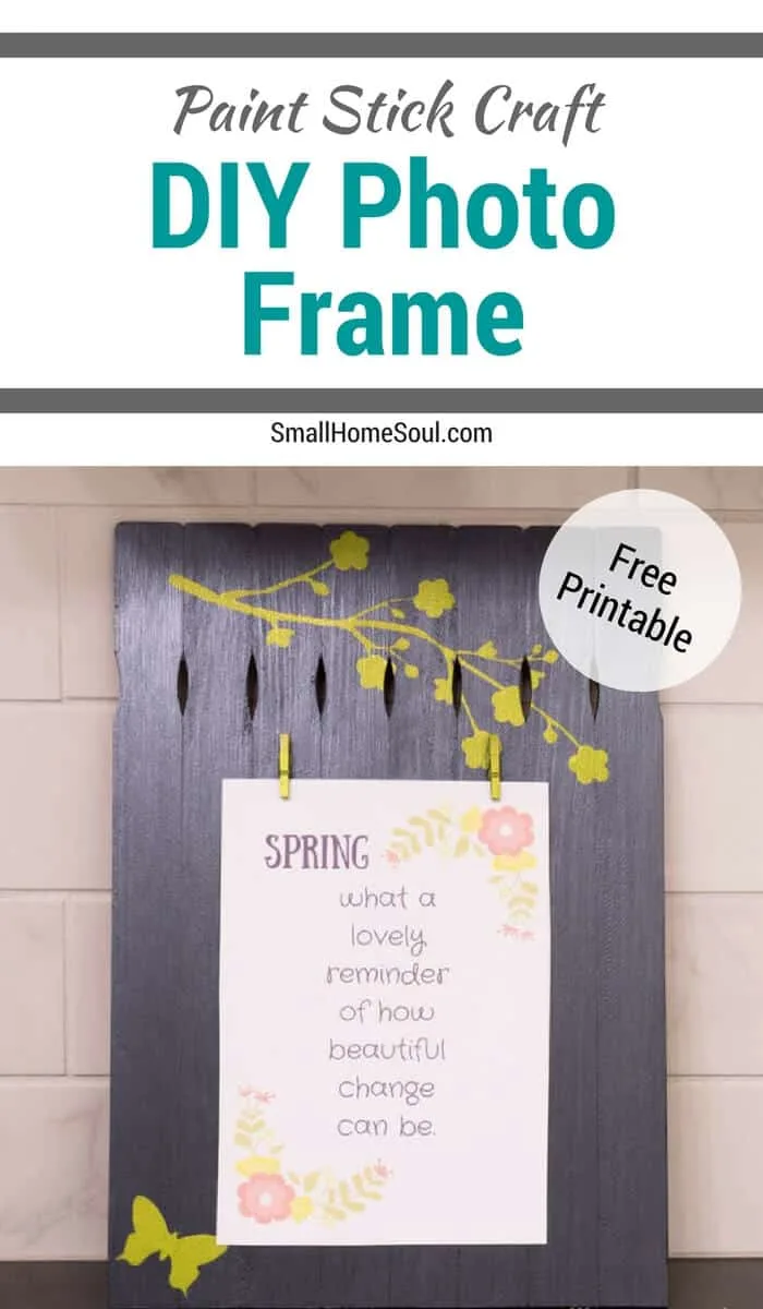 Paint Stick Photo Frame Craft with free printable.