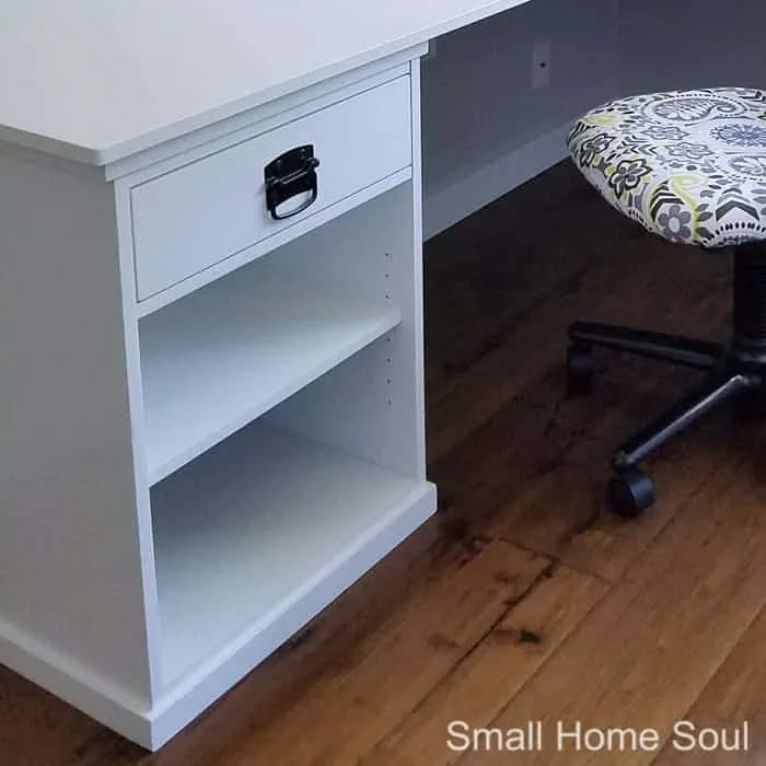 DIY L Shaped Desk with desk chair.