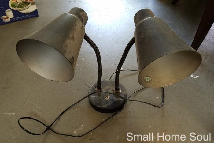 Old and grungy before the desk lamp makeover