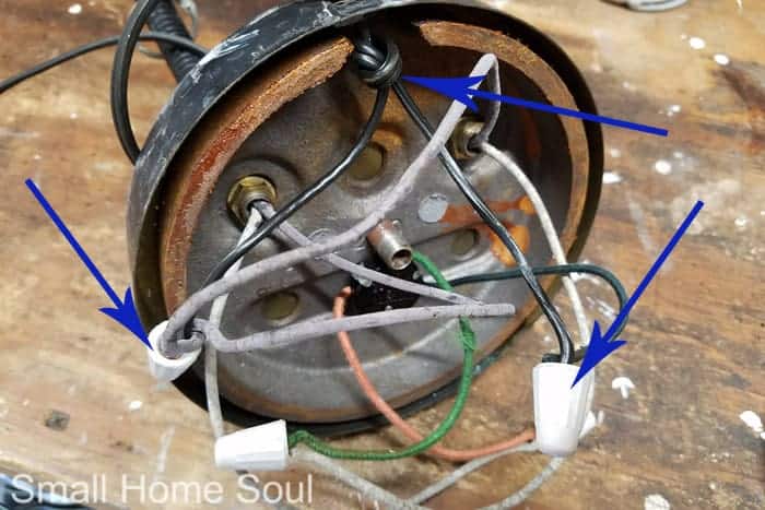 Separate the wires for the desk lamp makeover.