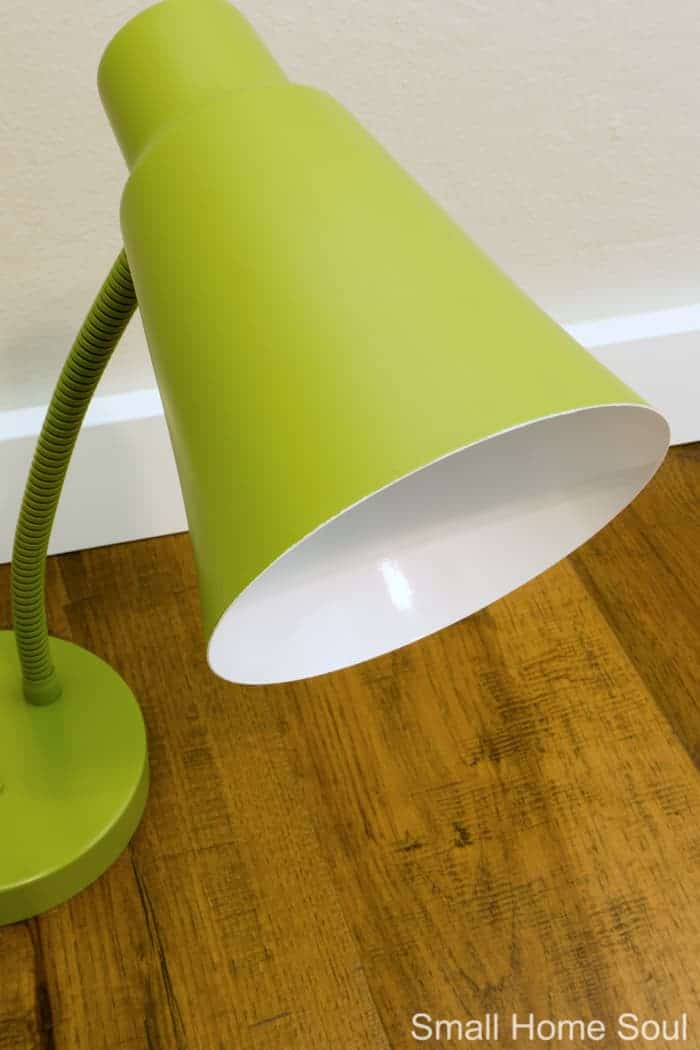 Closeup of light cover in desk lamp makeover.