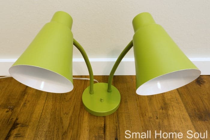Wide shot of desk lamp makeover.