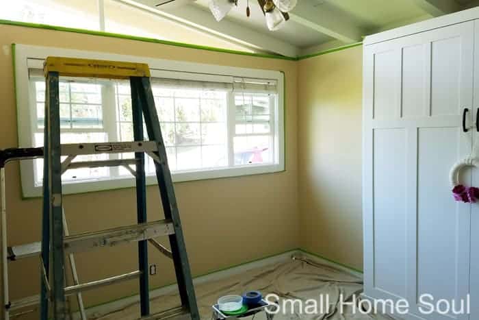 Ready to paint a room after taping.