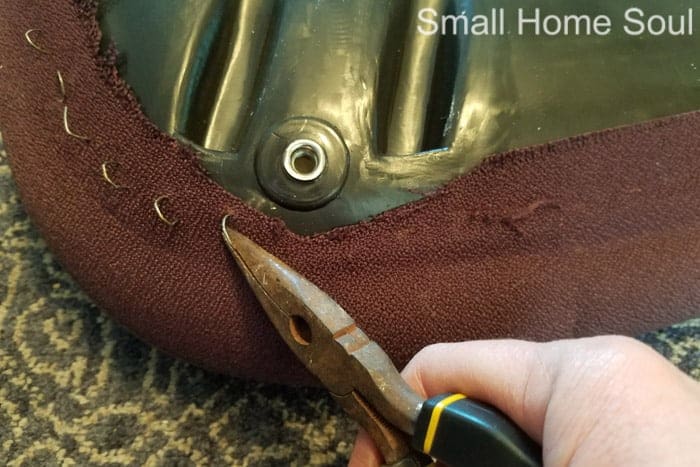 Remove staples with enedle nose pliers