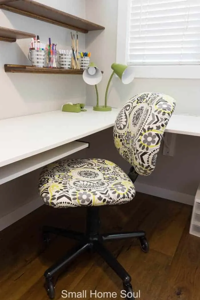 My DIY Reupholstered Office Chair Makeover is finished.