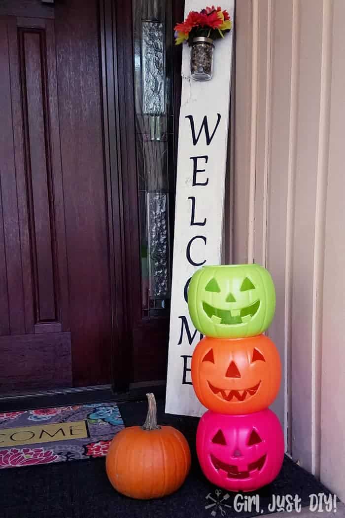 Light up pumpkins on the porch.