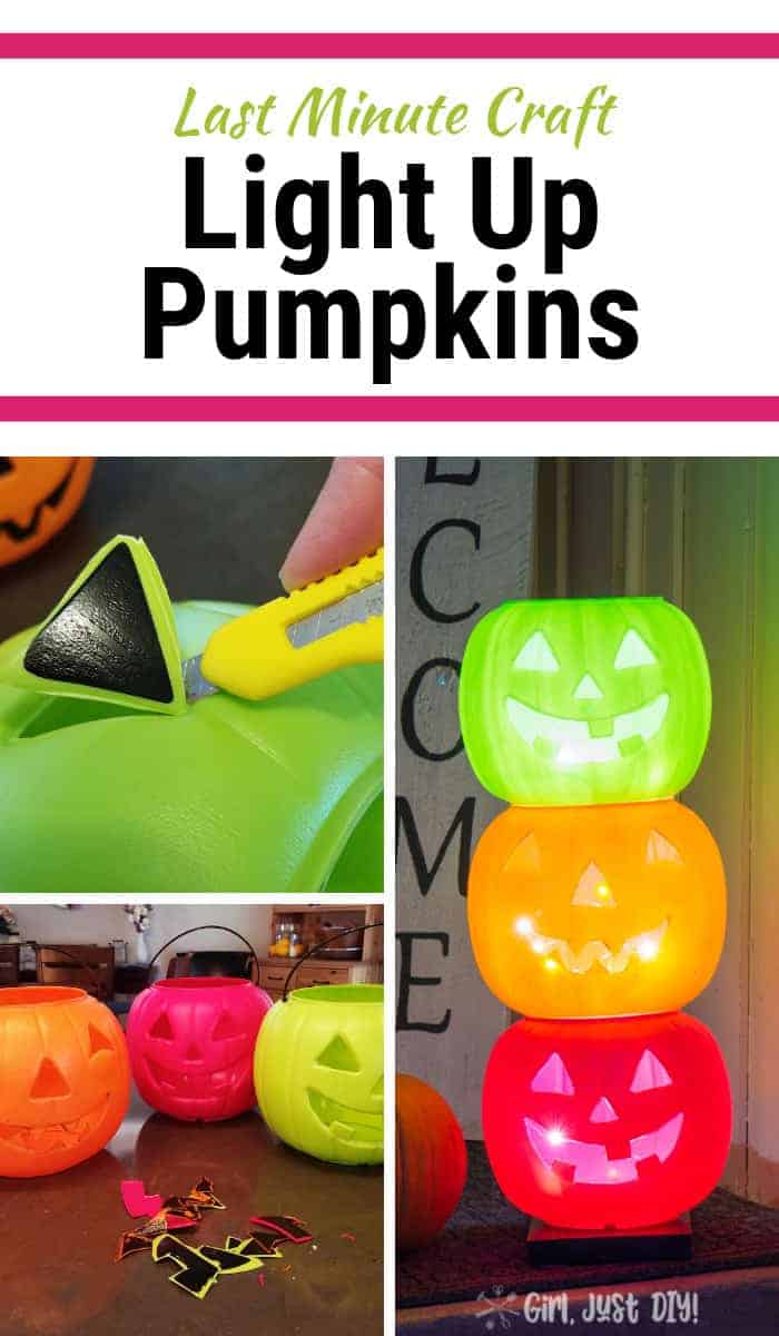 Collage of Light up pumpkins.