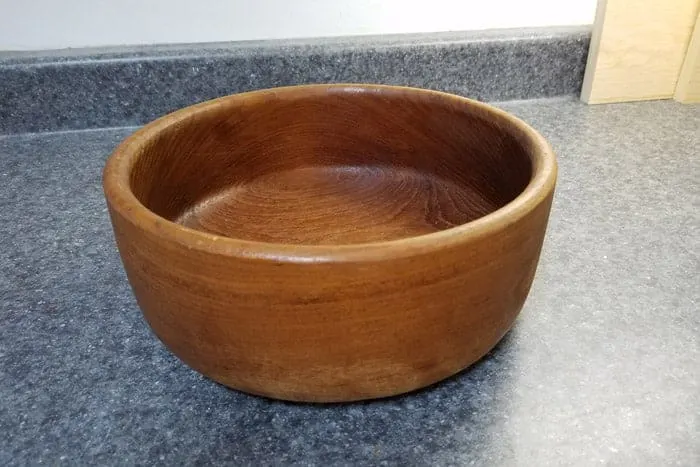Neglected wood bowl ready to be transformed to a DIY Yarn Bowl.