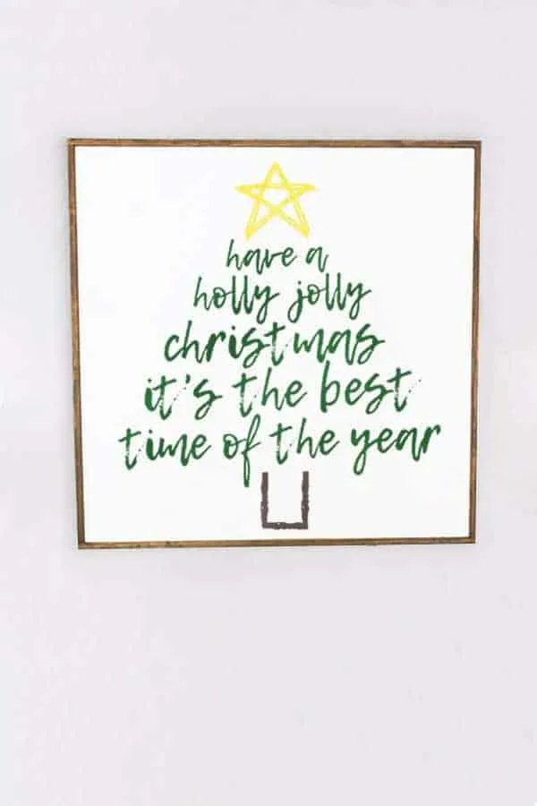 Holly Jolly song in shape of Christmas Tree wall hanging.