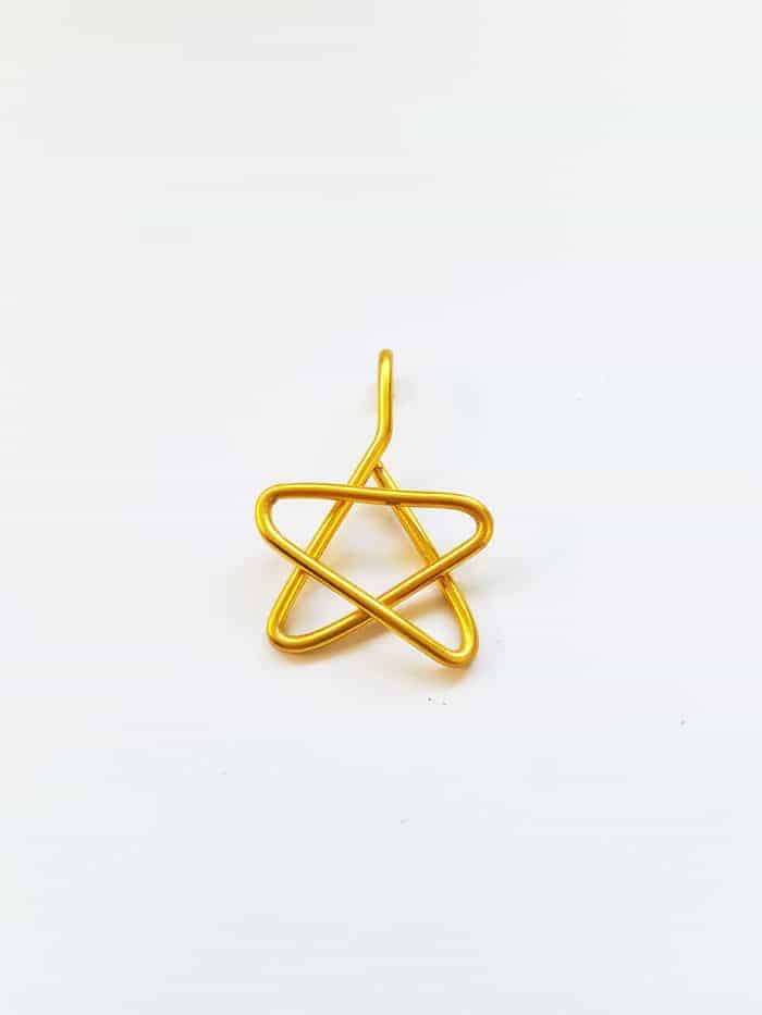 Tiny star made from gold wire.