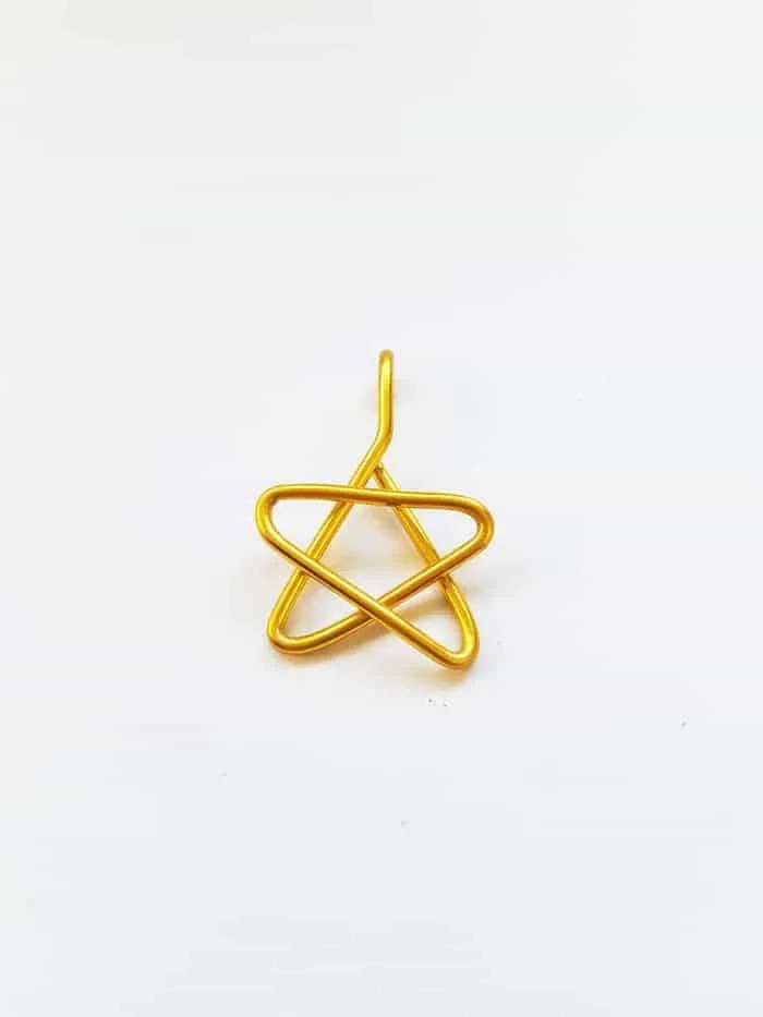 Tiny star made from gold wire.