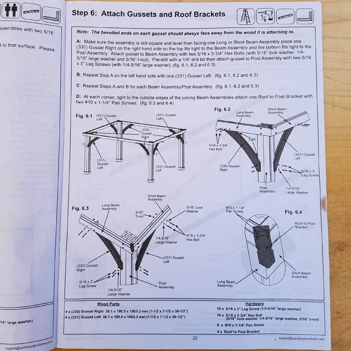 DIY patio gazebo instruction booklet.