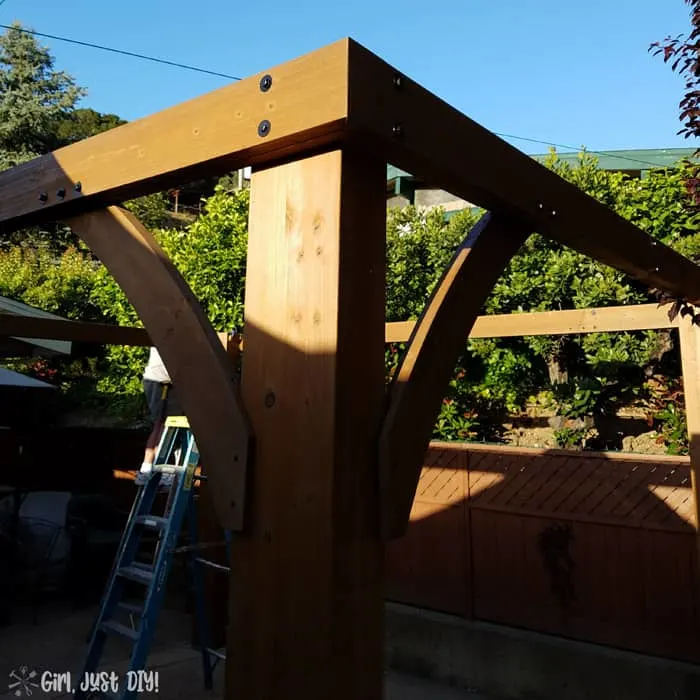 Corner post on diy patio gazebo kit.