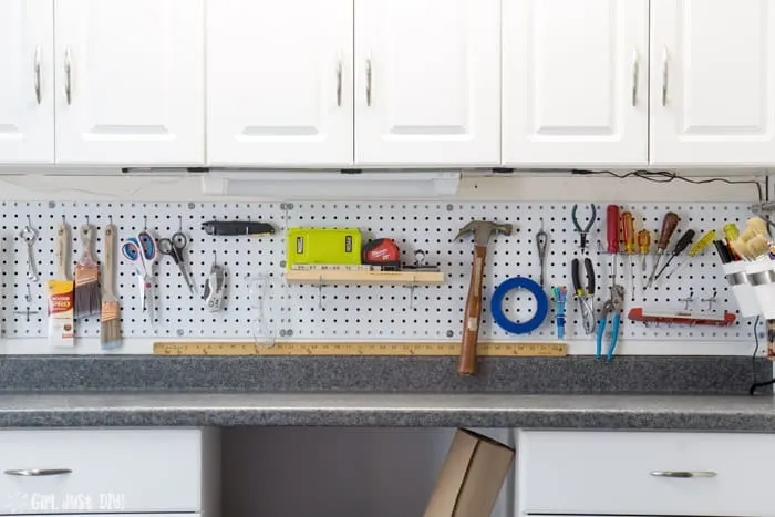 Dan's Shop: Last of the Pegboard Removed and New Layout Tool Panel Installed