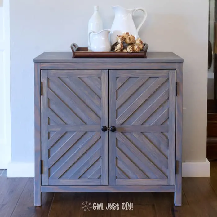 DIY Chevron Storage Cabinet in Dining Room