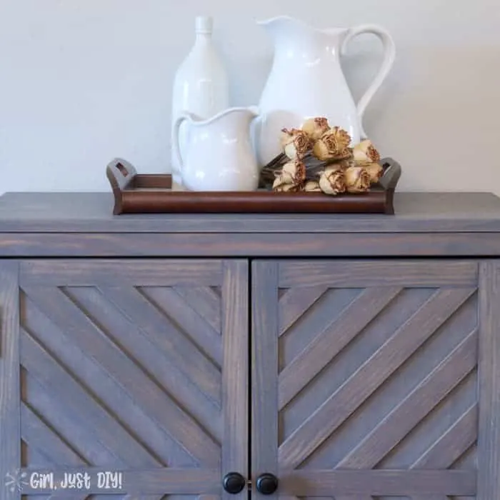 square image of chevron storage cabinet doors.